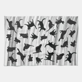 Kat Silhouette Black & White Light Grey Wispy Theedoek