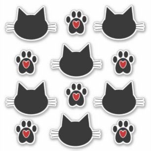 Kat Silhouette en schilderafdrukken Sticker