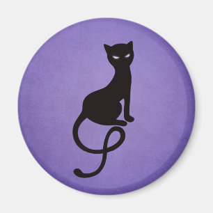 Kat Silhouette, grijs, zwart Kat Paars Magneet