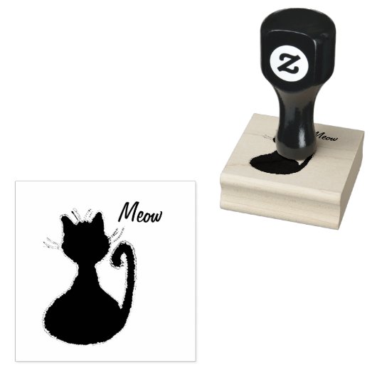 Kat Silhouette Meow Rubberstempel (Gestempeld)