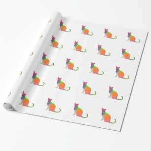 Kat Silhouette met laag poly Cadeaupapier