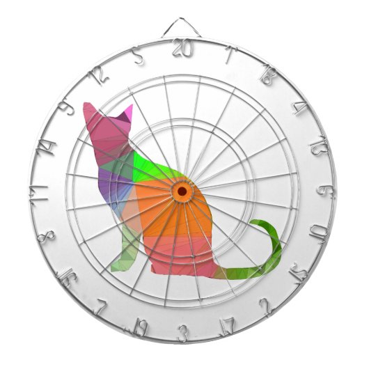 Kat Silhouette met laag poly Dartbord (Voorkant)