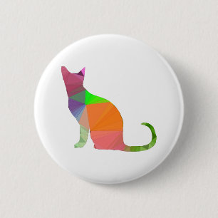 Kat Silhouette met laag poly Ronde Button 5,7 Cm