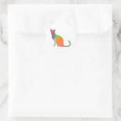 Kat Silhouette met laag poly Ronde Sticker (Tas)