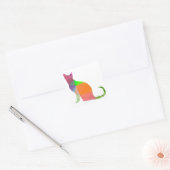 Kat Silhouette met laag poly Vierkante Sticker (Envelop)