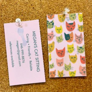 Kat Sitter Cute Colorful Funny Kittens Cats Vetten Visitekaartje