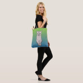 Kat Sitting Turquoise Canvas tas (Op model)