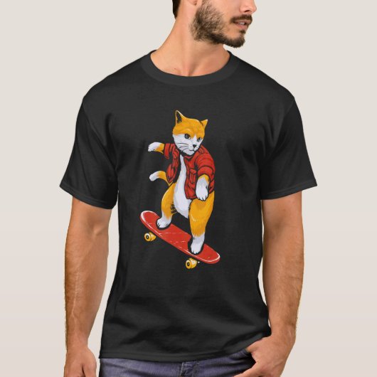 Kat Skater Kat Skateboard Kat T-shirt (Voorkant)