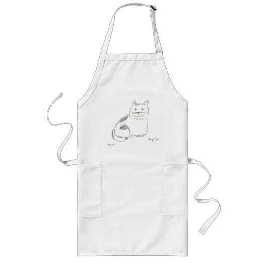 Kat Sketch Apron Lang Schort (Voorkant)