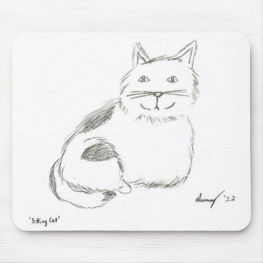 Kat Sketch Mousepad Muismat (Voorkant)