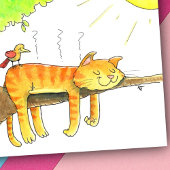 Kat Slapen in de zon Briefkaart