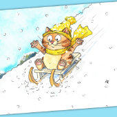 Kat Sledding Groet Kaart