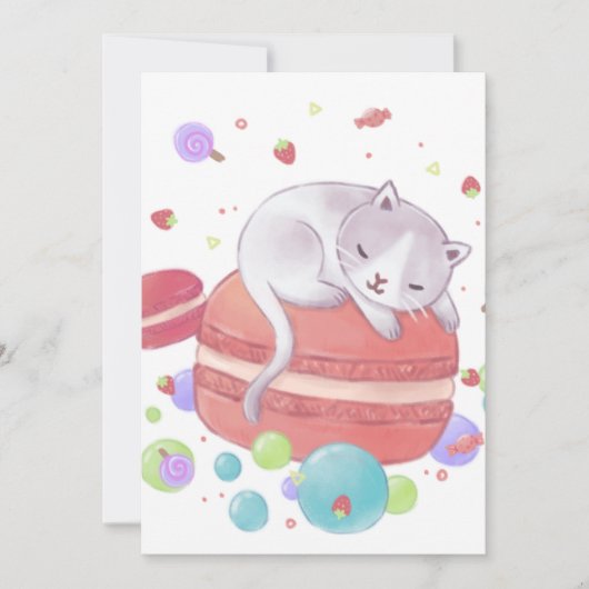 Kat & snoep Illustratie Kaart (Voorkant)