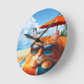 Kat Snoozing op het strand Zomer Ronde Klok (Hoek)