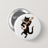 Kat Speel de Banjo Ronde Button 5,7 Cm (Voorkant /achterkant)