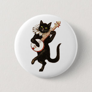 Kat Speel de Banjo Ronde Button 5,7 Cm