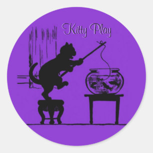Kat Speel Paarse Cat Silhouette Stickers