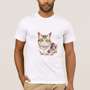 Kat speels Schattig leuk dier kleurrijke geometris T-shirt