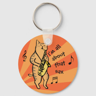 Kat-speelsaxofoon Sleutelhanger