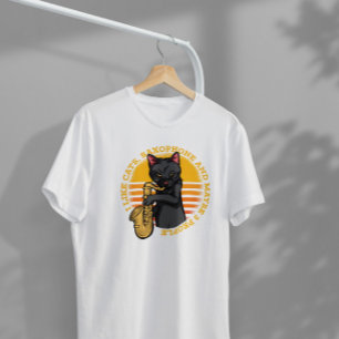 Kat-speelsaxofoon T-shirt