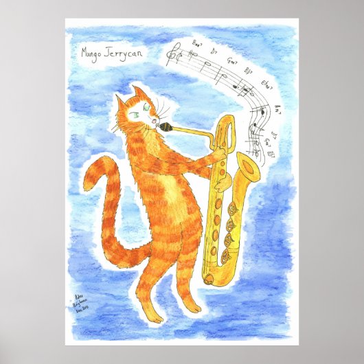 Kat speelt Baritone Saxophone "Giant Steps" Poster (Voorkant)