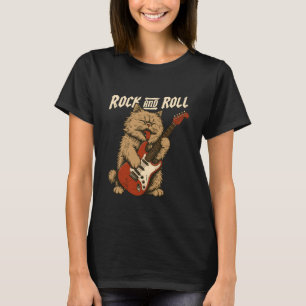 Kat speelt coole gitaar grappige rock vage kat t-shirt