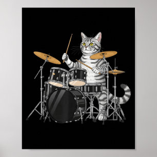 Kat Speelt Drums Drumstel Drumkit Drummen Drum Dr Poster