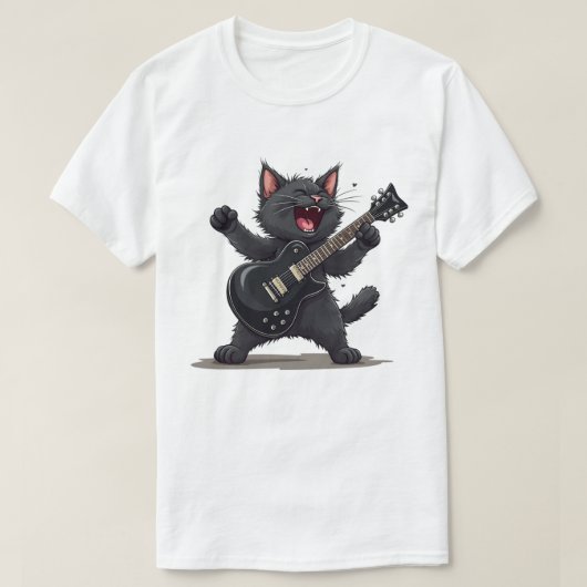 Kat speelt gitaar Rock and Roll Rock Star Funny T-shirt (Design voorkant)