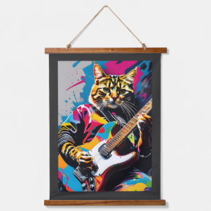 Kat speelt gitaar, rock graffiti hangend wandkleed