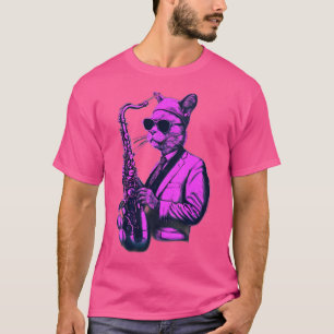 Kat speelt jazz op saxofoon t-shirt
