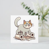 Kat Speelt met Toiletpapier (Staand voorkant)