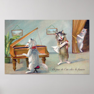 Kat speelt piano, Louis Wain Poster