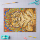 Kat speelt piano, psychedelisch - naar Louis Wain Tissuepapier (Craft)