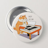 Kat speelt piano ronde button 7,6 cm (Voorkant /achterkant)