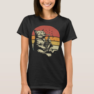 Kat speelt saxofoon blaasinstrument Funny Saxoph T-shirt