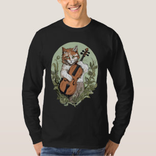 Kat speelt viool in Cottagecore esthetiek T-shirt