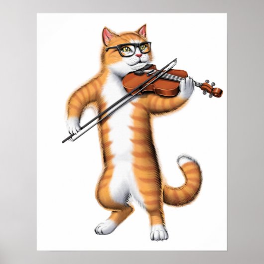 Kat speelt viool poster (Voorkant)