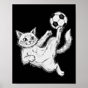 Kat Speelt Voetbal, Kinderen En Jongens Voetbal By Poster