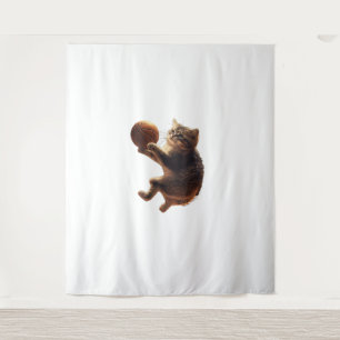 Kat Spelen Basketbal Grappige Katten Moeder Miauw Wandkleed
