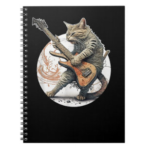 Kat Spelen Gitaar Rock Kat Heavy Metal Kat Mus Notitieboek