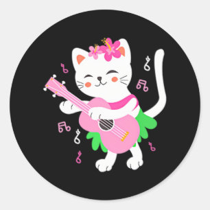 Kat Spelen Ukulele Pocket Player Hawaiian Ronde Sticker