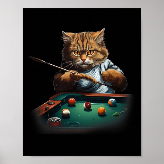 Kat spelen zwembad biljart Cool Funny Cats Mannen Poster (Voorkant)