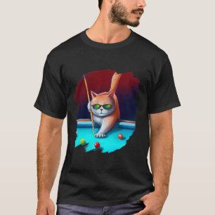 Kat spelen zwembad biljart in lounge koele grappig t-shirt