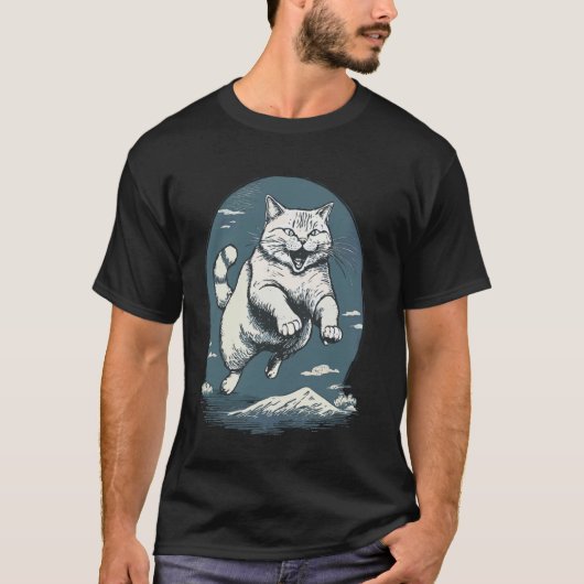 Kat springend t-shirt (Voorkant)