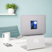 Kat staren naar de volle maan sticker (Laptop op bureau)