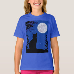 Kat staren naar de volle maan t-shirt