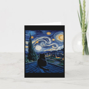 Kat Starry Night Van Gogh Kat Kattenliefhebber Gra Kaart