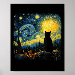 Kat Sterrennacht Van Gogh Kat Voor Kat Lover Kat M Poster