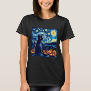 Kat Sterrennacht Van Gogh Kat Voor Kattenliefhebbe T-shirt