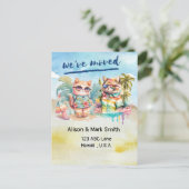 Kat strand Lovers Moving New House Briefkaart (Staand voorkant)
